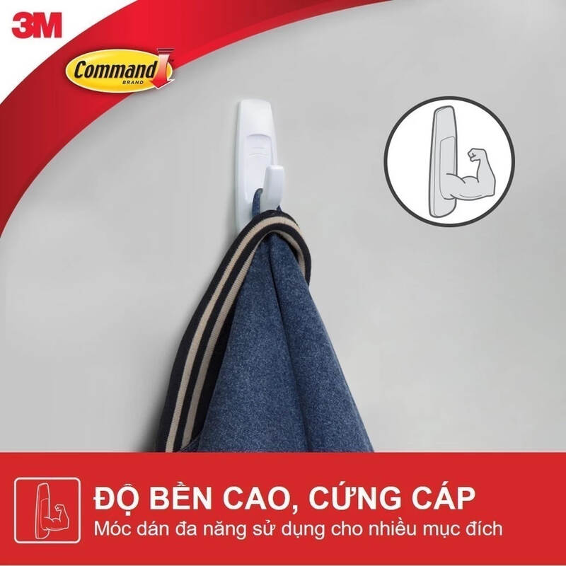 Móc dán tường kiểu vuông Command™ 17003ANZ - Chịu lực 2.2 kg - 1 cái/vỉ, , large image number null